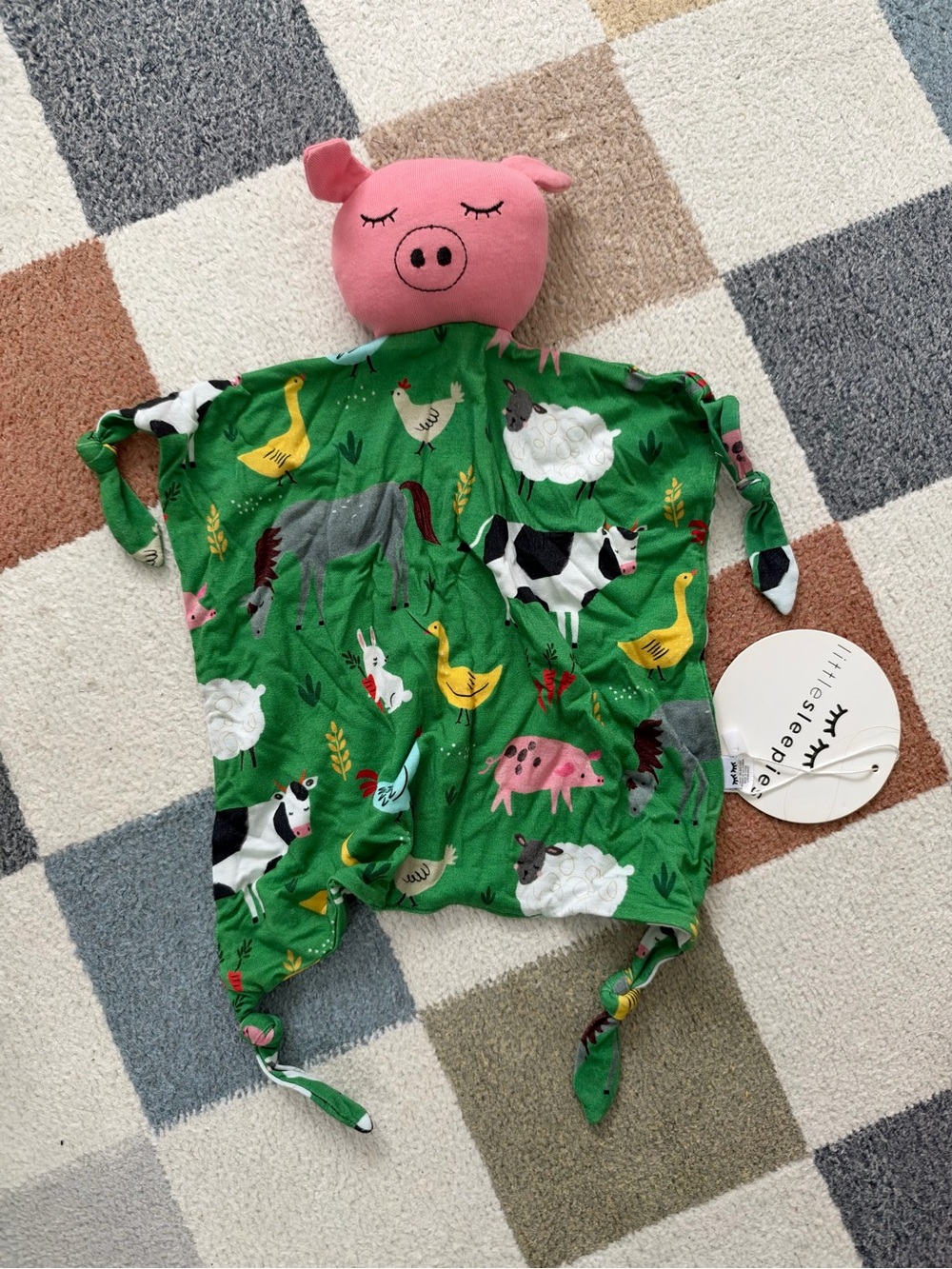 Little Sleepies Green Farm Animals Pig Lovey